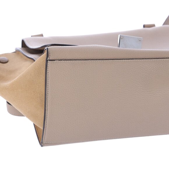 Celine Trapeze Convertible Satchel Crossbody Suede Leather Beige Silver Italy - Picture 13 of 13